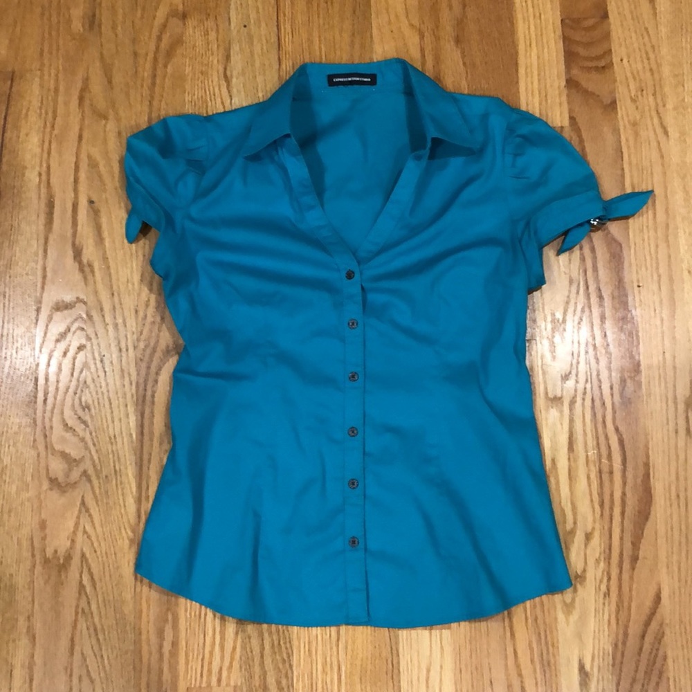 Express Blue/Teal Button Down Blouse